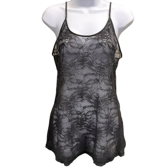 Victoria's Secret Other - Vintage Victoria’s Secret Womens Sz M Black Lace Sheer Short Nightie Slip Dress